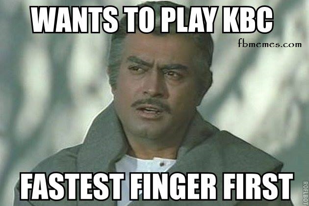 Sholay's Thakur in KBC's Fastest Finger First Funny Meme