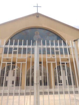 A gated-up Catholic church in the north of Bogotá, Colombia.