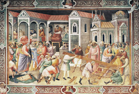 Η προετοιμασία του Σταυρού, τοιχογραφία του Agnolo GADDI, περίπου 1380, Basilica di Santa Croce, Φλωρεντία.