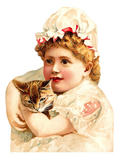 victorian girl cat image digital clipart antique illustration