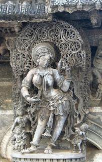 Mohini: Vishnu as the celestial enchantress; Hoyasala stone carving from Karnataka 
