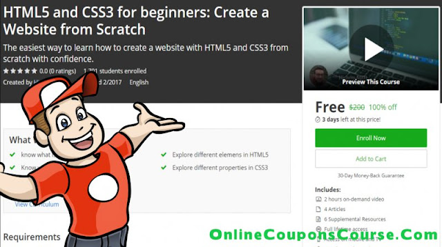 [100% Off] HTML5 and CSS3 for beginners: Create a Website from Scratch| Worth 200$