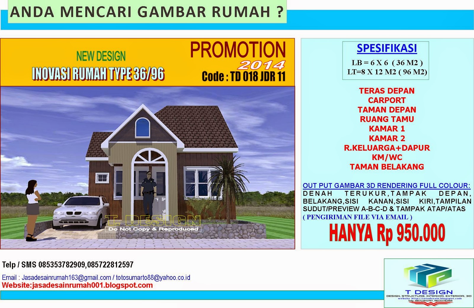 JASA DESAIN RUMAH T DESIGN MODEL TERBARU DESAIN RUMAH TYPE 36 96