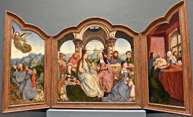 Triptyque de Metsys : détail au centre la famille d'Anne Bruxelles Musée des vieux maîtres.