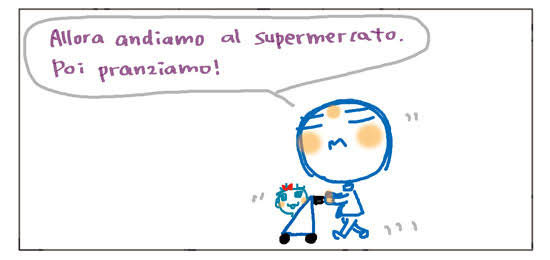 Allora andiamo al supermercato. Poi pranziamo!