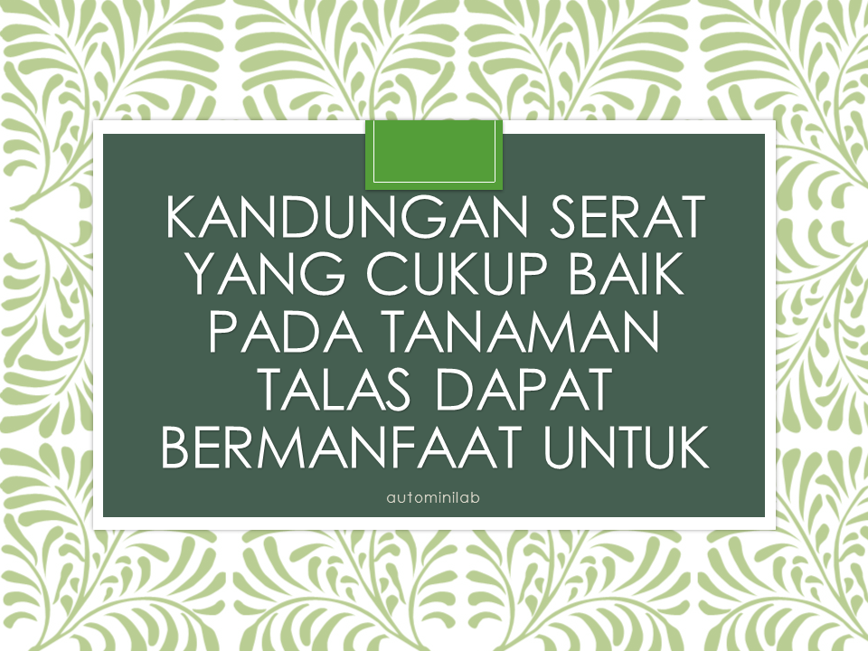 Kandungan serat yang cukup baik pada tanaman talas dapat bermanfaat untuk