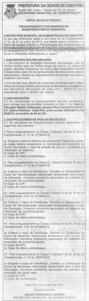 ATENÇÃO PROFISSIONAL DA EDUCAÇÃO DA REDE MUNICIPAL DE CABO FRIO!!!