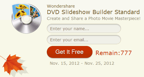 Wondershare giveaway DVD Slideshow Builder Standard