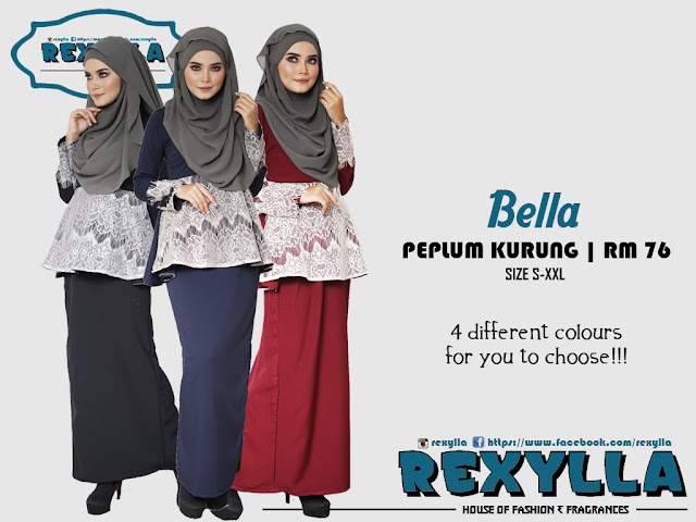 rexylla, baju kurung, peplum, peplum kurung, bella collection