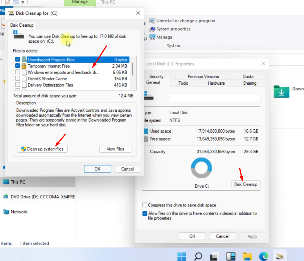 Disk cleanup in Windows 11