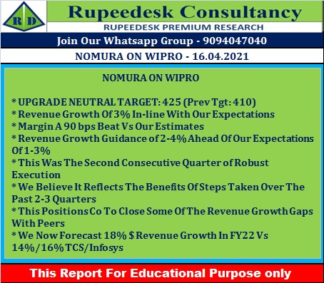 NOMURA ON WIPRO - Rupeedesk Reports
