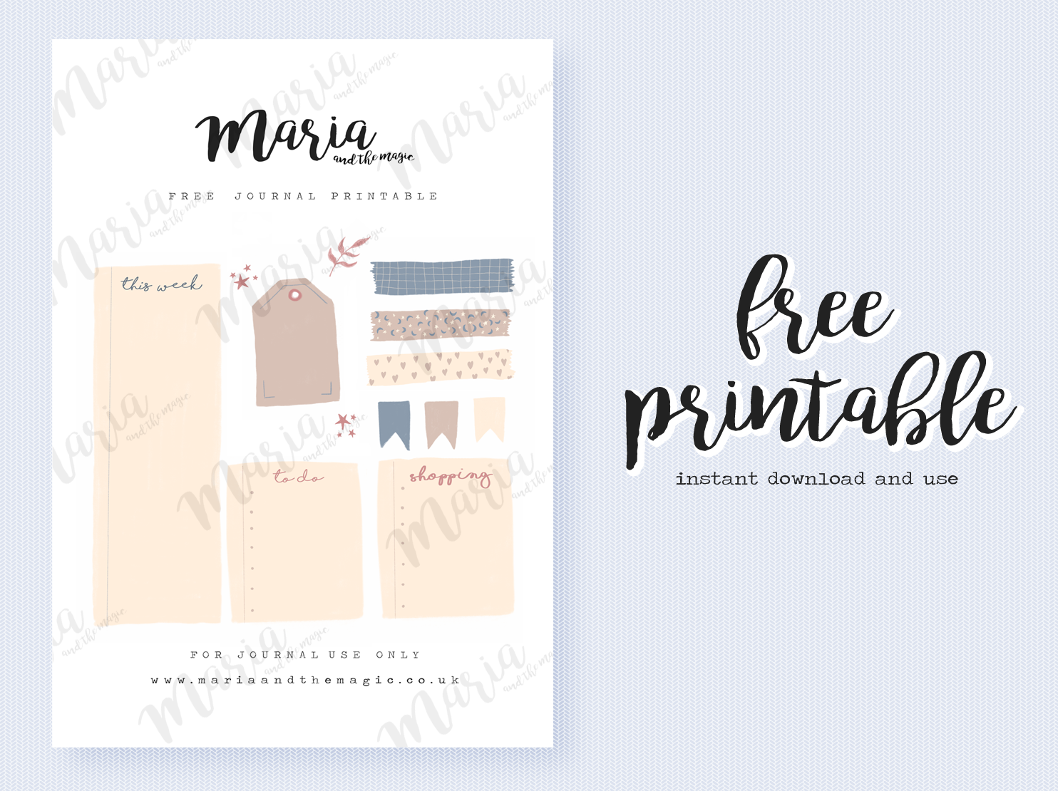 Free printable journal kit DEC. 2019 Maria and the magic