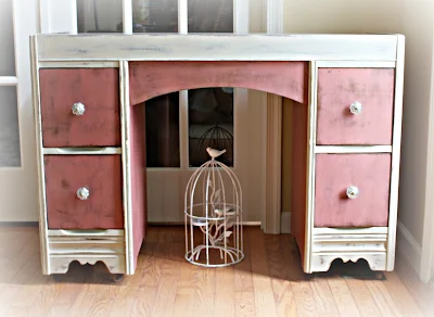 Vintage 1940s vanity painted in Scandinavian Pink