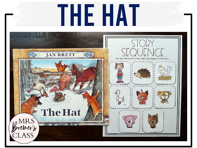 The Hat Jan Brett book activities unit with literacy printables, reading companion activities, lesson ideas and a craft for winter in Kindergarten and First Grade