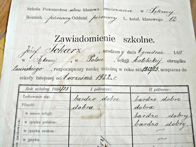 Świadectwo szkolne 1922/1923