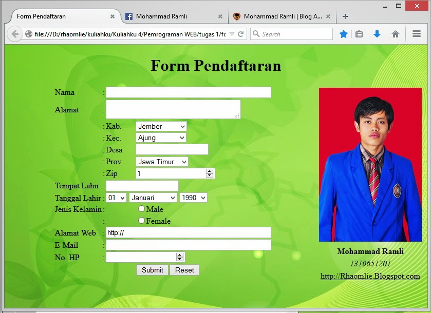 Tutorial Membuat Form Pendaftaran dengan HTML  Mohammad Ramli