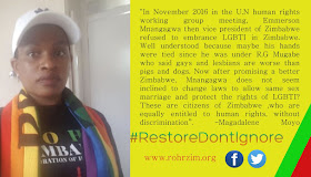 #RestoreDontIgnore Magadalene Moyo  "... Mnangagwa does not seem inclined to change laws to allow same sex marriage and protect the rights of LGBTI?" - ROHR Zimbabwe