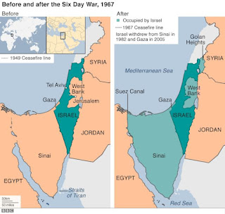 Maps of Israel before and after 1967