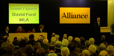 Alliance leader David Ford delivering his speech at conference