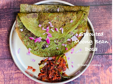 sprouted green moong dal dosa