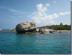 Rocks at Baths behind boat