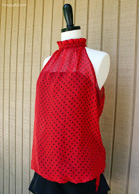 Free tutorial for sewing top with ruffle neck