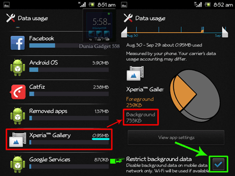 Mematikan pemakaian background data aplikasi Android