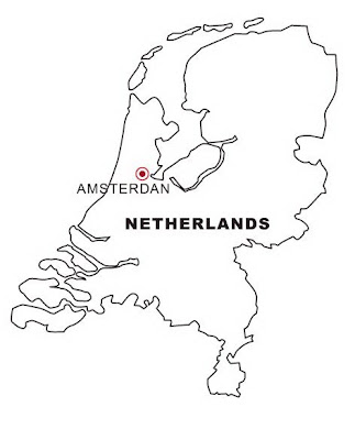 Mapa de Países  Bajos para colorear