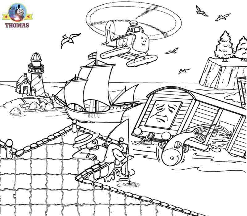 Sea rescue helicopter fish truck Thomas coloring pages for teenagers  title=