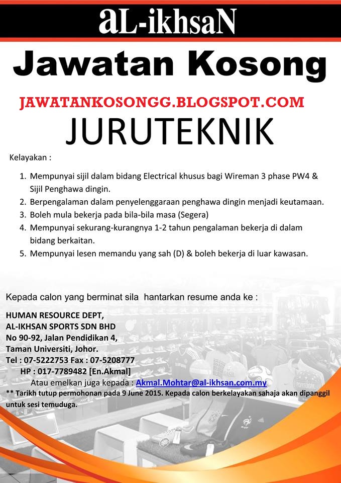 Jawatan Kosong: Jawatan Kosong Juruteknik Al Ikhsan