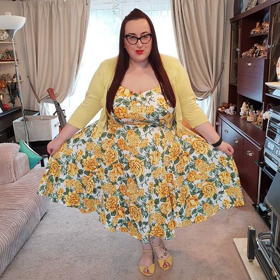 Collectif Yellow Roses Dolores Dress