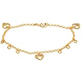 Barzel 18K Gold Plated Rolling Link With Heart Charms Anklet  , Price: $12.99 