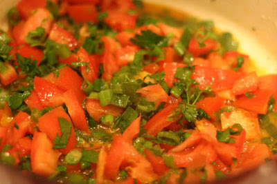tomatoes, parsley, green onions