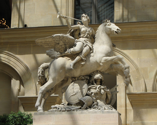 Rénommée montée sur Pégase by Antoine Coysevox, Cour Marly, Musée du Louvre, Paris