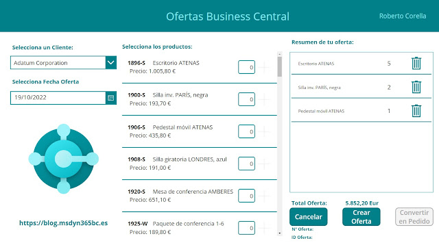 Crear una oferta de Business Central desde Power App