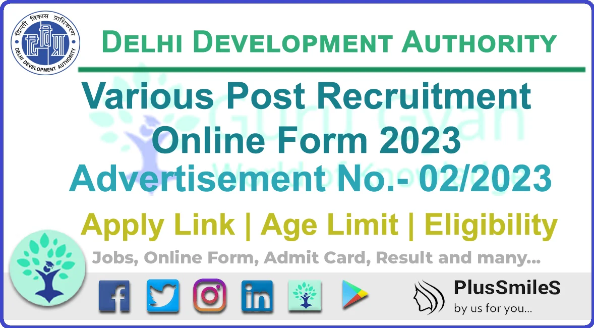 Delhi DDA Various Post Online Form 2023