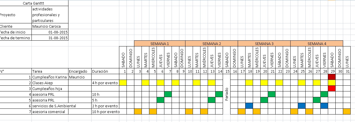 Prevención de Riesgos Chile: Carta Gantt