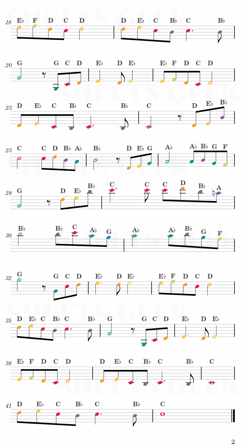 Song From A Secret Garden - Secret Garden Easy Sheet Music Free for piano, keyboard, flute, violin, sax, cello page 2