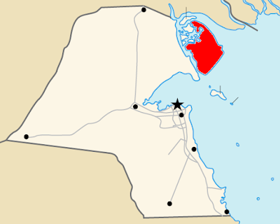 Location of Boubyan Island in Kuwait