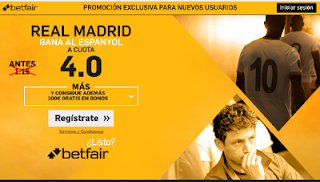 betfair supercuota 4 Real Madrid gana Espanyol Liga 18 febrero