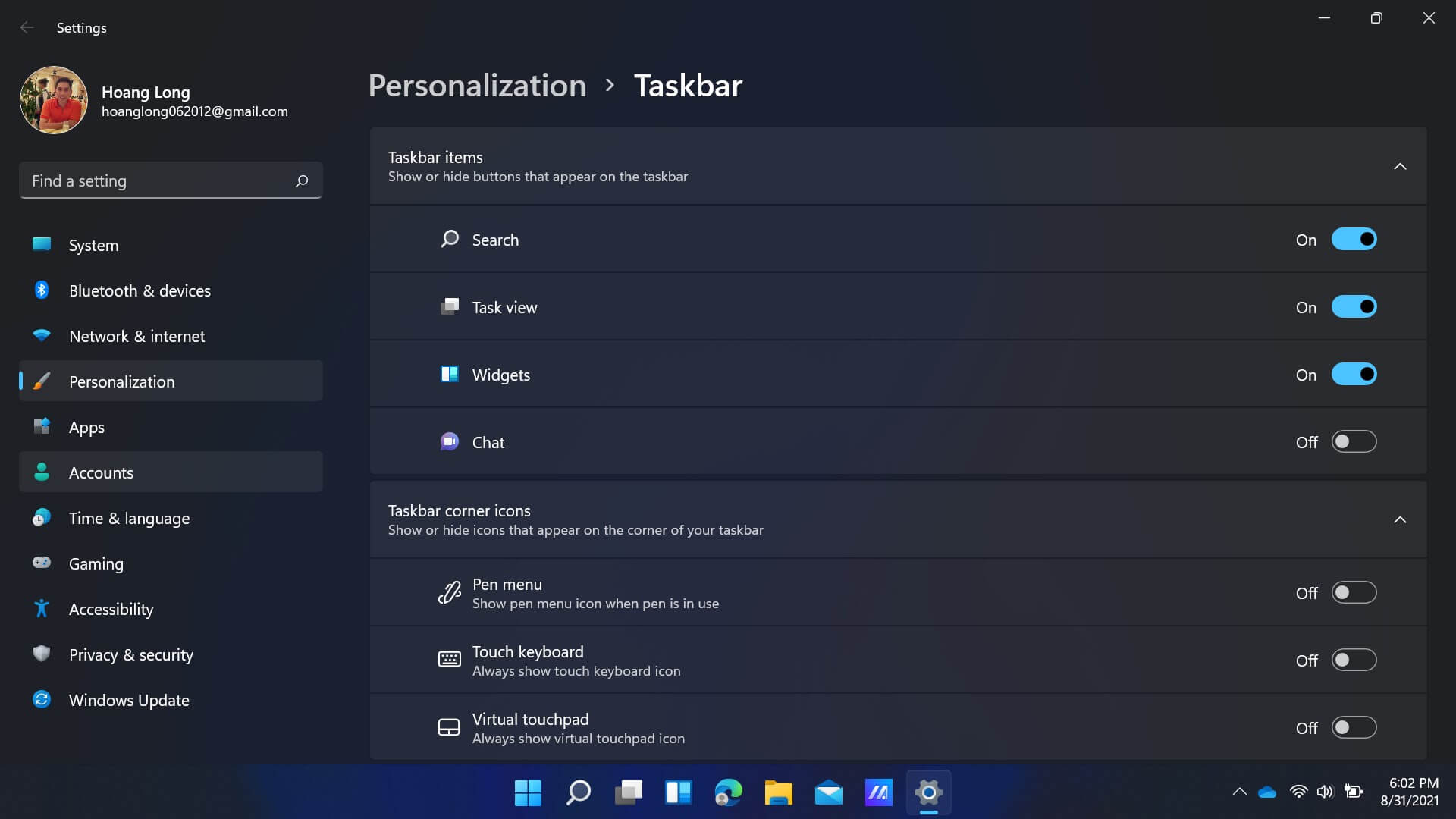 Đưa nút Start Windows 11 trên Taskbar sang trái