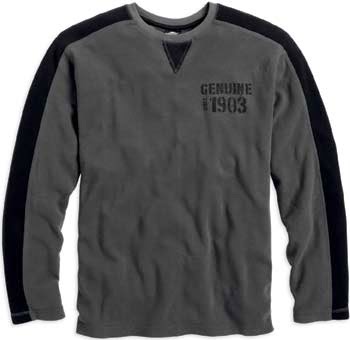 http://www.adventureharley.com/harley-davidson-mens-shirt-since-1903-crew-neck-knit-shirt-black-gray