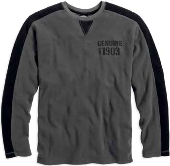 http://www.adventureharley.com/harley-davidson-mens-shirt-since-1903-crew-neck-knit-shirt-black-gray