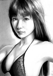 A Pencil/Graphite Sketch of Japanese Model/Actor Shinkawa Yua 新川優愛 in Bikini