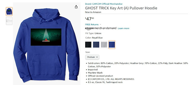 GHOST TRICK Phantom Detective key art pullover hoodie blue merchandise CAPCOM official