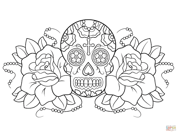 Click The Sugar Skull And Roses Coloring Pages To View Printable 