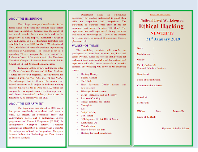 National Level Workshop on Ethical Hacking-NLWEH’19