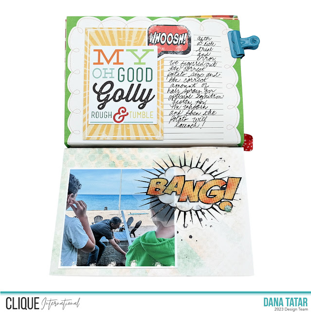 How to quickly document summer vacation shenanigans with the family in a 6x6 paper clip and ribbon bound mini album with fun shaker cover feature.