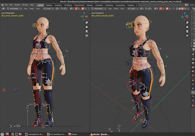 Character girl running cycle rigging 002