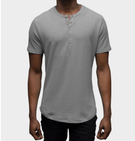 Muralla Grey Short Sleeve Henley Shirt from Cohesive & Co.